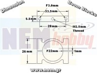 Boom Clamp 22mm, CNC Machined Aluminium, Set -Red Color Boom Clamp 22mm, CNC Machined Aluminium, Set -Red Color
