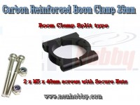 Boom Clamp 25mm, Nylon Reinforced with Carbon Fiber, Set with Screws/Nuts -Black Boom Clamp 25mm, Nylon Reinforced with Carbon Fiber, Set with Screws/Nuts -Black