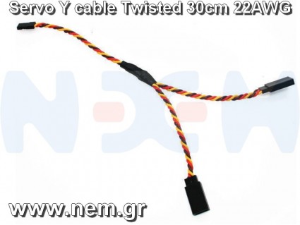 Servo Extension Y-Harness Twisted Cable 30cm, Futaba/JR type -22AWG wire