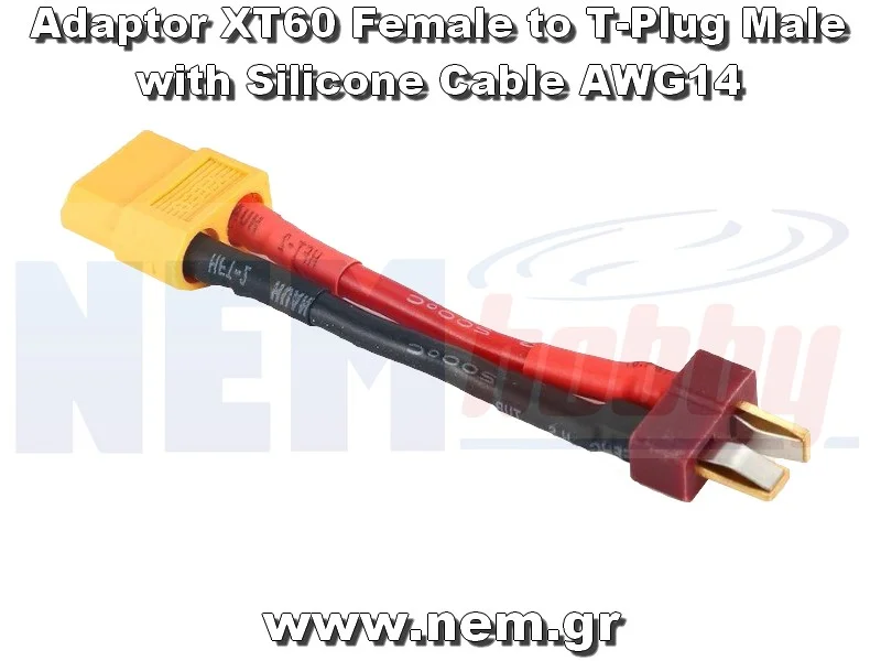Adapter XT60 Female to T-Plug Male -14AWG Silicone Wire