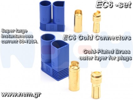 Connector EC6 Gold Plated 6.0mm -Set Connector EC6 Gold Plated 6.0mm -Set