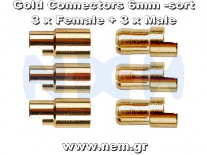 Connector 6.0mm -Gold Plated -3set -6pcs Connector 6.0mm -Gold Plated -3set -6pcs