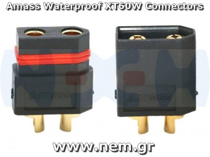 Amass XT60W Waterproof Connectors Set (male+female) -Black