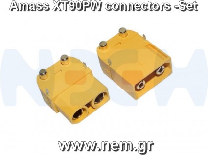 Amass XT90PW PCB Connectors (Male + Female Set) - Right-Angle 90A
