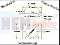 Boom Clamp 20mm, CNC Machined Aluminium, Set -Red Color Boom Clamp 20mm, CNC Machined Aluminium, Set -Red Color