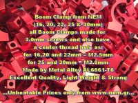 Boom Clamp 16mm, CNC Machined Aluminium, Set -Black/Red Color Boom Clamp 16mm, CNC Machined Aluminium, Set -Black/Red Color