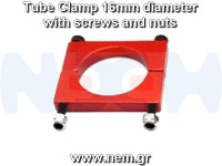 Boom Clamp 16mm, CNC Machined Aluminium, Set, with Screws/Nuts -Red