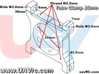 CNC Tube Clamp 25mm diameter -Blue Anodized