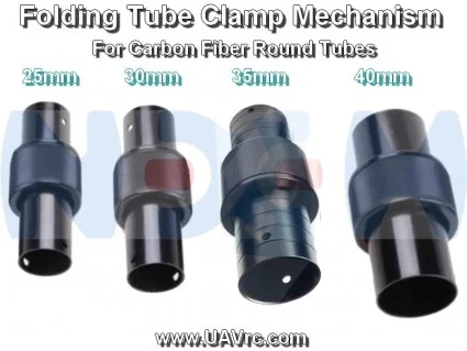 Folding Mechanism for Round Tubes 40mm-Black Matte Anodized