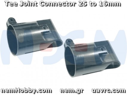2PCS Tee Joint 25 to 16mm Tube Connector -CNC -Aluminum -Black
