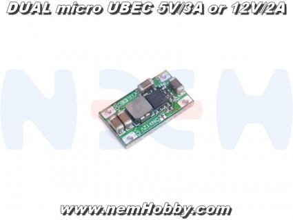 Regulator DUAL micro UBEC 5V-3A or 12V-2A, 2-6S Lipo Regulator DUAL micro UBEC 5V-3A or 12V-2A, 2-6S Lipo