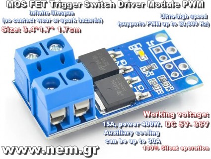 Relay Module Solid State Dual MOSFET 15A 400W High-Power PWM Switch (DC 5V–36V) Relay Module Solid State Dual MOSFET 15A 400W High-Power PWM Switch (DC 5V–36V)